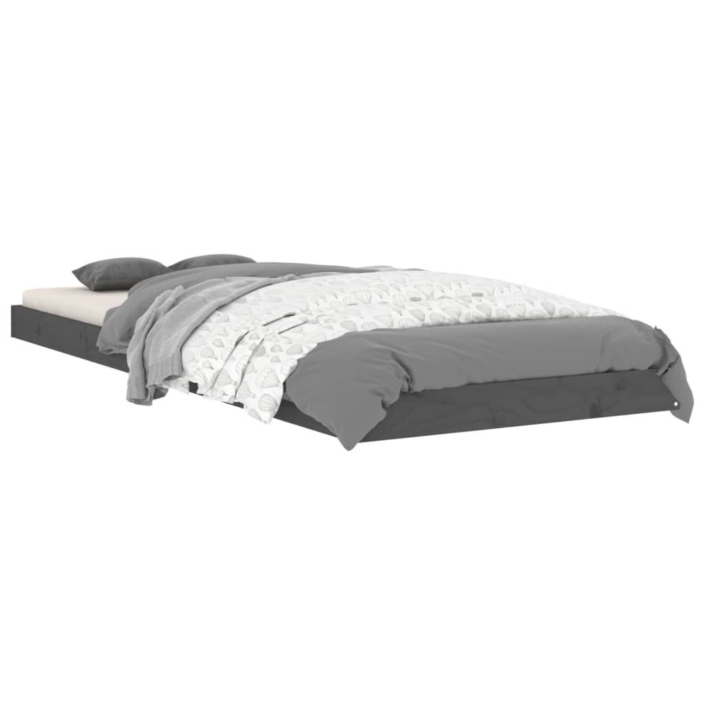 vidaXL Bedframe massief hout grijs 75x190 cm afbeelding
