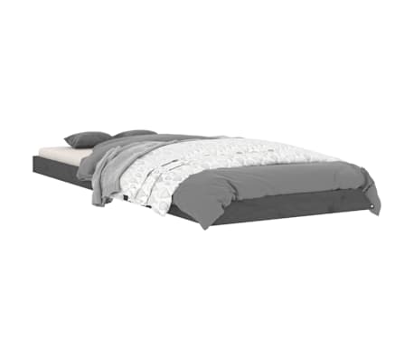 vidaXL Bed Frame without Mattress Grey 75x190 cm Small Single Solid Wood Pine