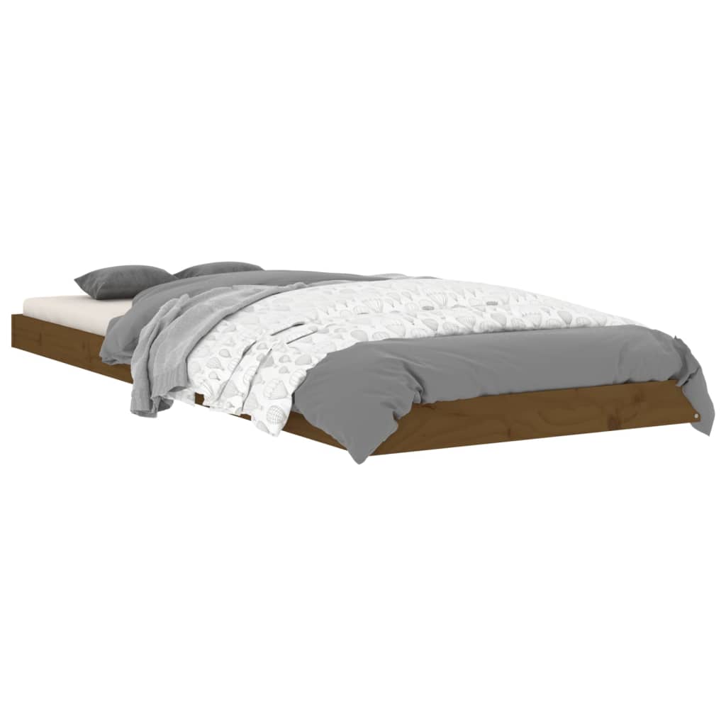 vidaXL Cadre de lit sans matelas marron miel 75x190 cm bois pin massif