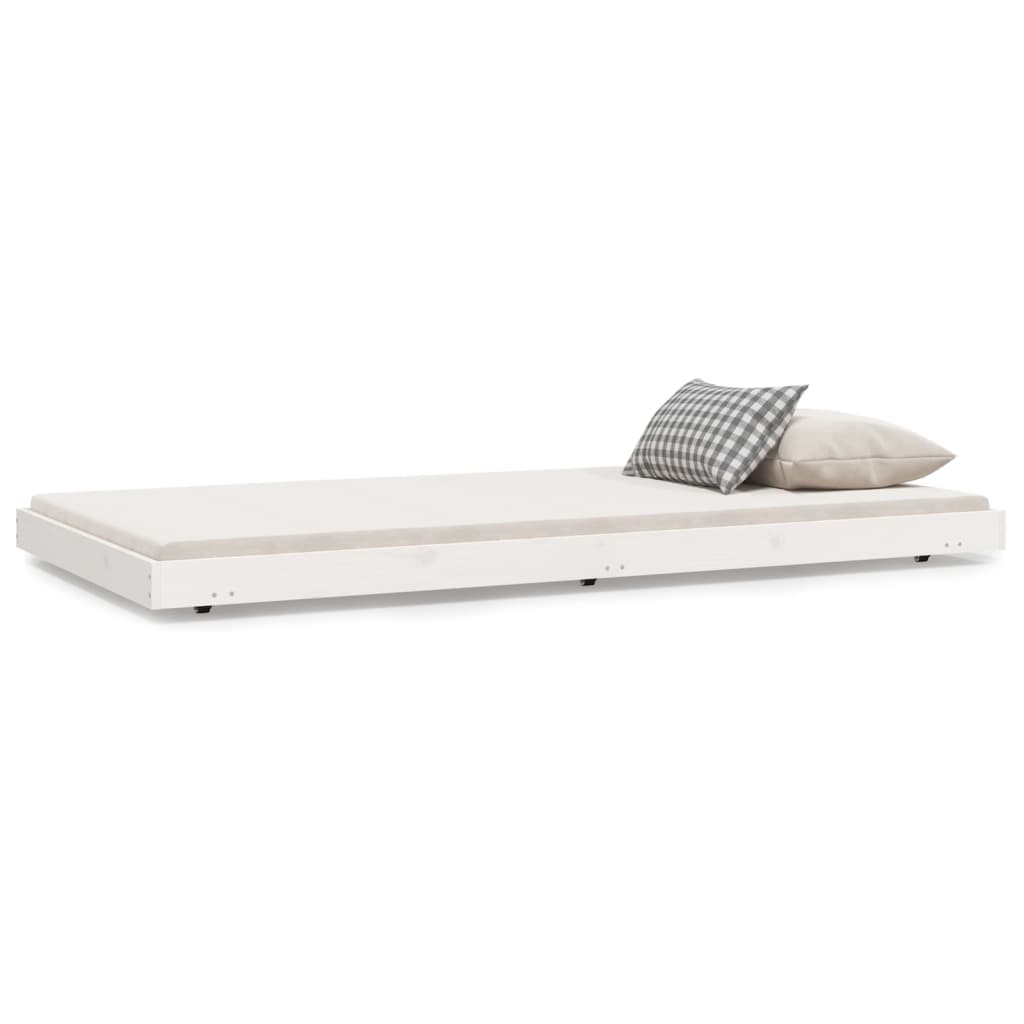 VidaXL Bedframe Zonder Matras Massief Grenenhout Wit 90x200 Cm