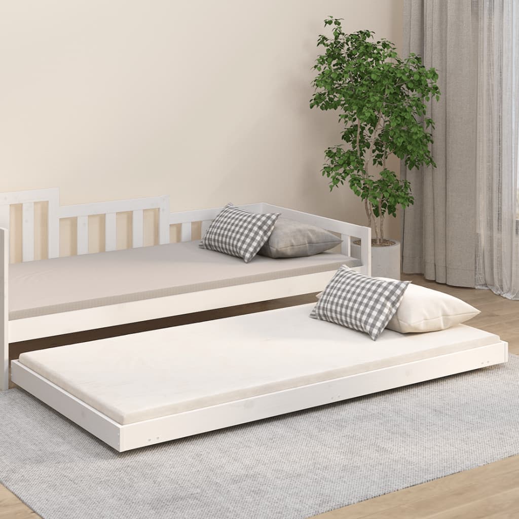 Рамка за легло, бяло, 80x200 см, борово дърво масив
