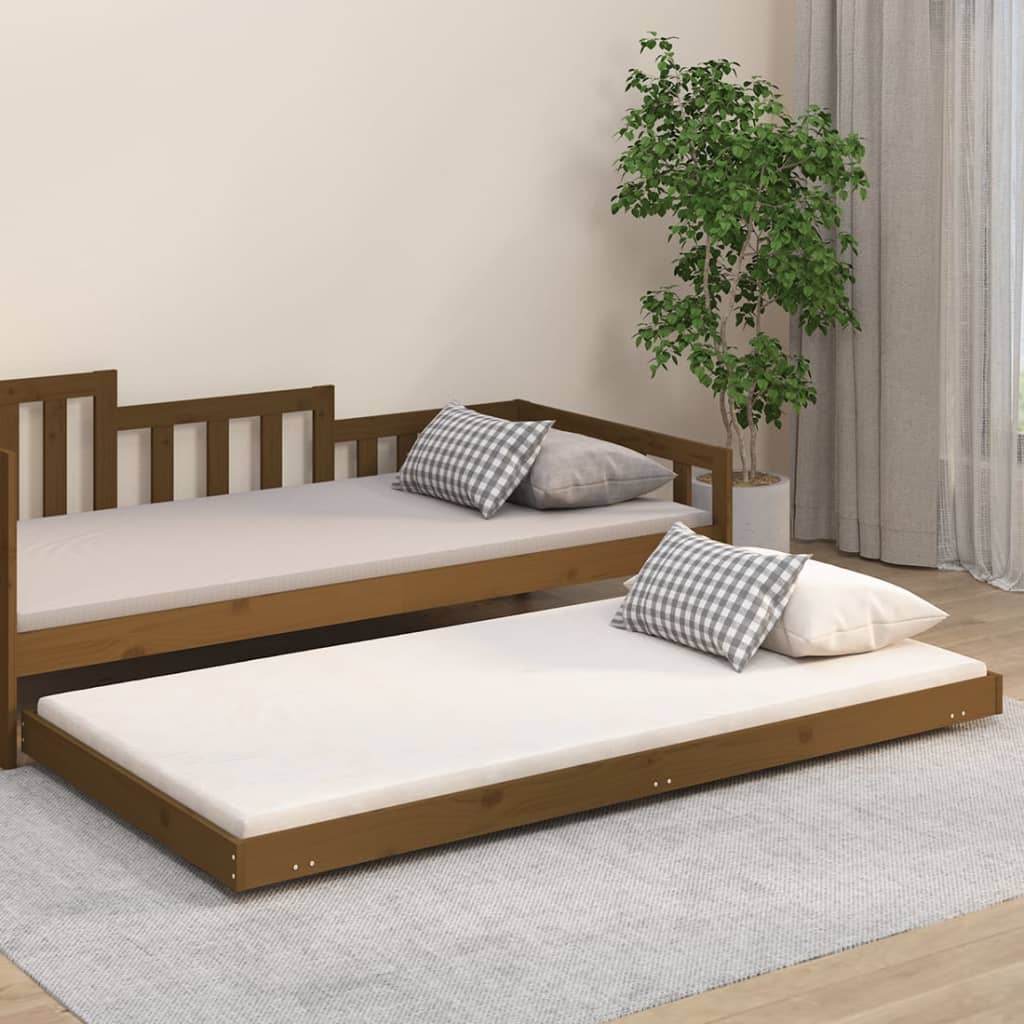 vidaXL Cadru de pat, maro miere, 80×200 cm, lemn masiv de pin