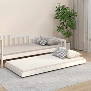 Posteljni okvir brez vzmetnice bel 90x190 cm trdna borovina