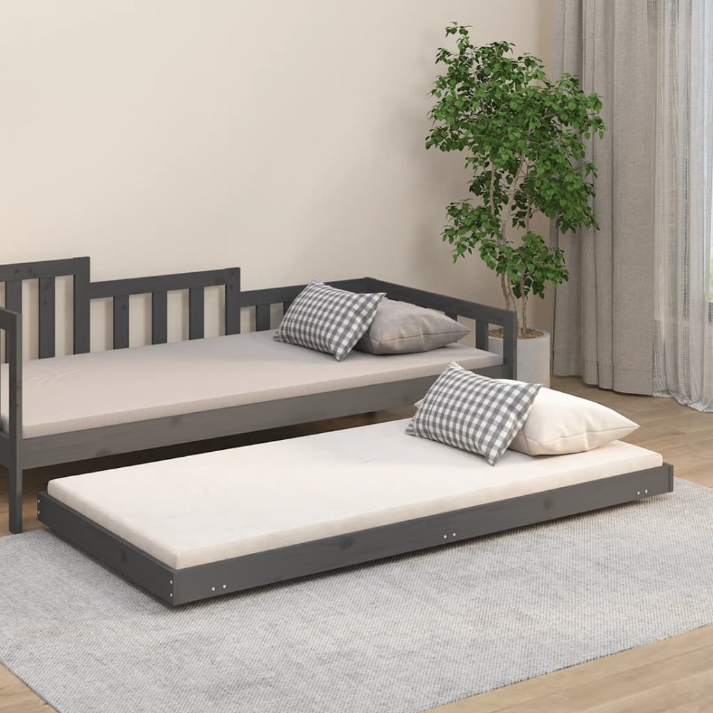 vidaXL Cadru de pat, gri, 90x190 cm, lemn masiv de pin