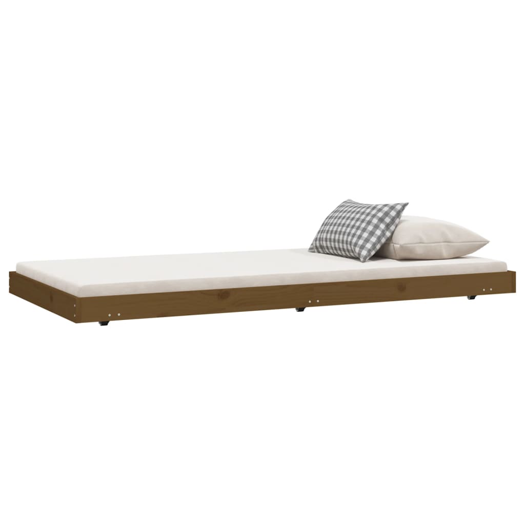 vidaXL Bedframe 75x190 cm massief grenenhout honingbruin afbeelding