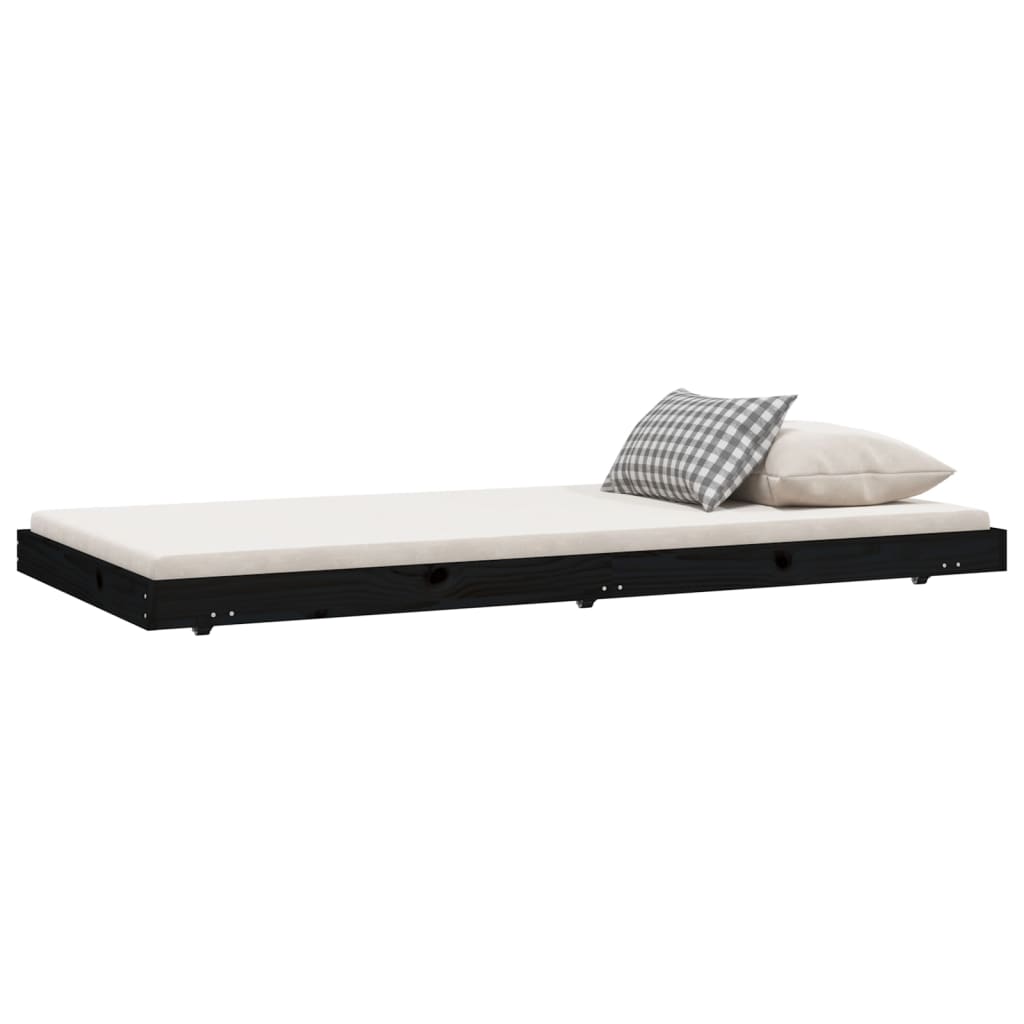 vidaXL Bedframe 75x190 cm massief grenenhout zwart afbeelding