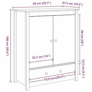 Skříň highboard 83 x 41,5 x 100 cm masivní borové dřevo - obrázek 11