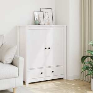 Skříň highboard bílá 83 x 41,5 x 100 cm masivní borové dřevo - obrázek 3