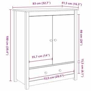 Skříň highboard bílá 83 x 41,5 x 100 cm masivní borové dřevo - obrázek 11
