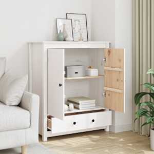 Skříň highboard bílá 83 x 41,5 x 100 cm masivní borové dřevo - obrázek 1