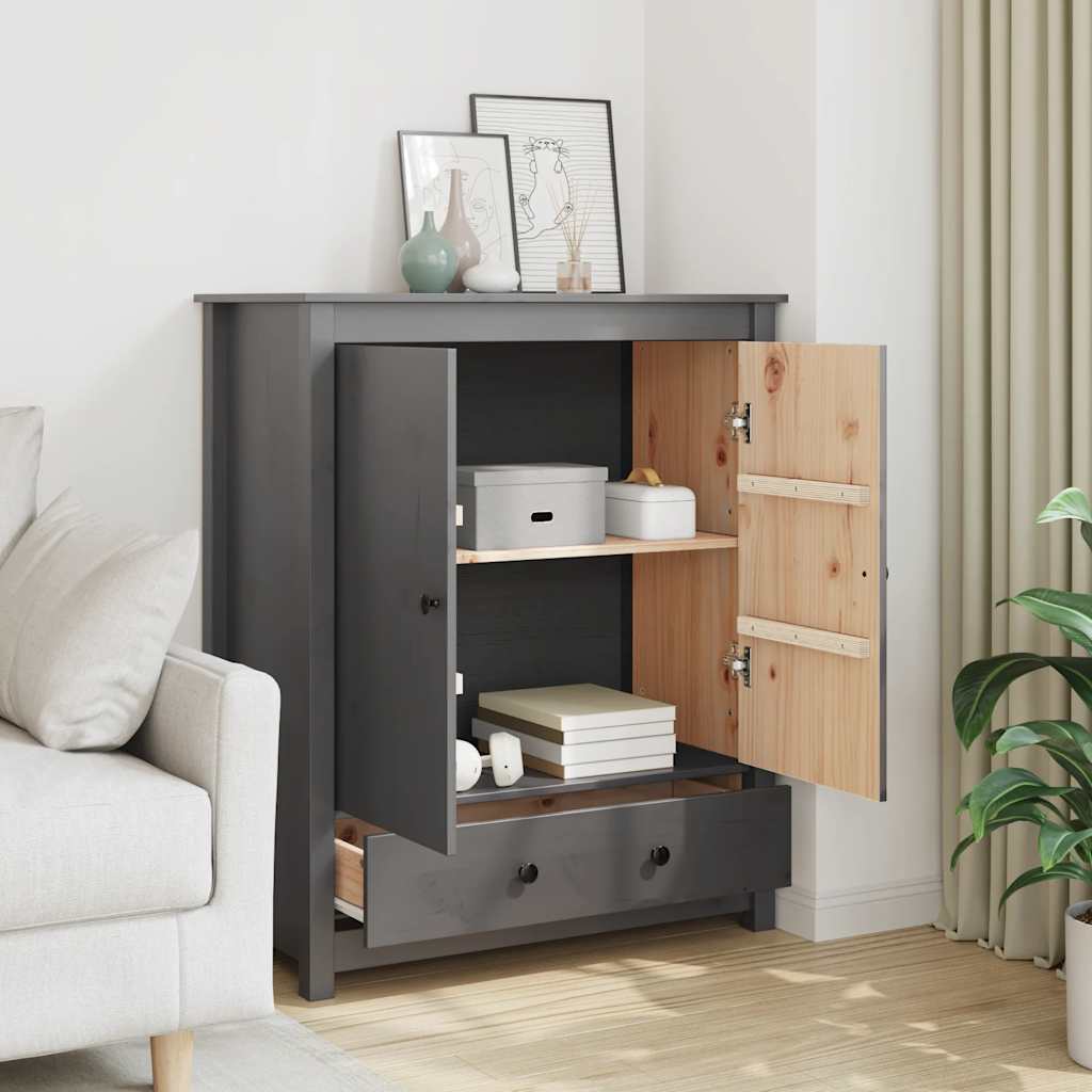 vidaXL Hoge kast 83x41,5x100 cm massief grenenhout grijs afbeelding