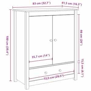 Skříň highboard šedá 83 x 41,5 x 100 cm masivní borové dřevo - obrázek 11