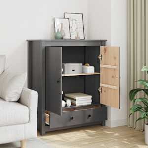 Skříň highboard šedá 83 x 41,5 x 100 cm masivní borové dřevo - obrázek 1