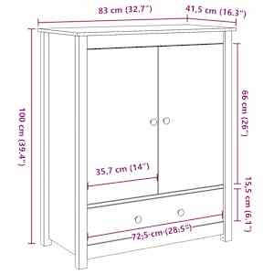 Skříň highboard medově hnědá 83x41,5x100 cm masivní borovice - obrázek 11