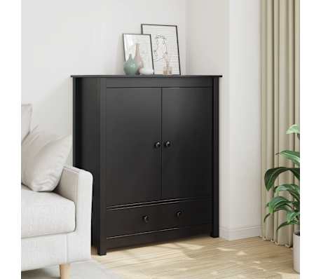 vidaXL Szafka, czarna, 83x41,5x100 cm, lite drewno sosnowe