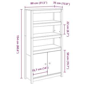 Skříň highboard 80 x 35 x 154 cm masivní borové dřevo - obrázek 11