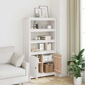 Skříň highboard bílá 80 x 35 x 154 cm masivní borové dřevo - obrázek 3
