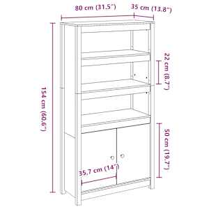 Skříň highboard bílá 80 x 35 x 154 cm masivní borové dřevo - obrázek 11