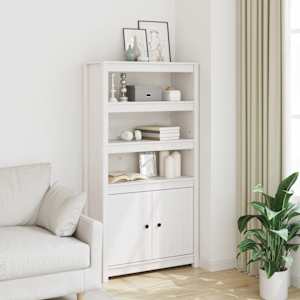 Visoka omarica bela 80x35x154 cm trdna borovina