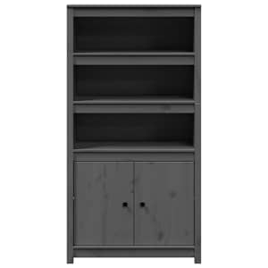 Skříň highboard šedá 80 x 35 x 154 cm masivní borové dřevo - obrázek 5
