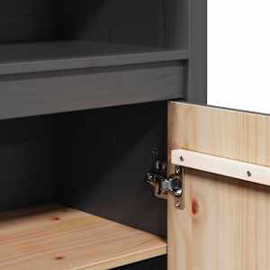 Skříň highboard šedá 80 x 35 x 154 cm masivní borové dřevo - obrázek 9