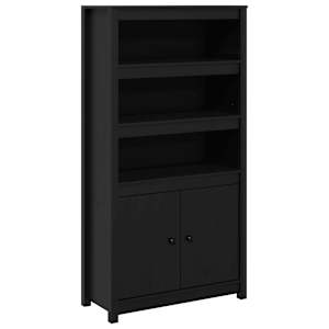 Skříň highboard černá 80 x 35 x 154 cm masivní borové dřevo - obrázek 2