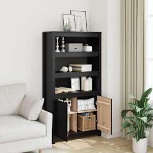 Skříň highboard černá 80 x 35 x 154 cm masivní borové dřevo - obrázek 3