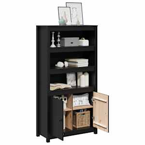 Skříň highboard černá 80 x 35 x 154 cm masivní borové dřevo - obrázek 4