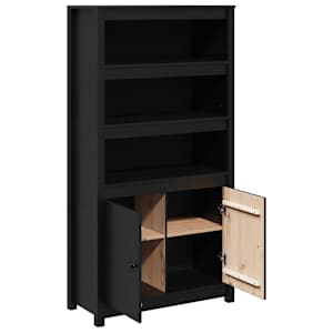 Skříň highboard černá 80 x 35 x 154 cm masivní borové dřevo - obrázek 6