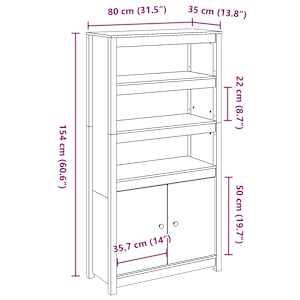 Skříň highboard černá 80 x 35 x 154 cm masivní borové dřevo - obrázek 11