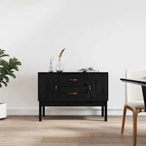 Komoda črna 110x40x78 cm trdna borovina