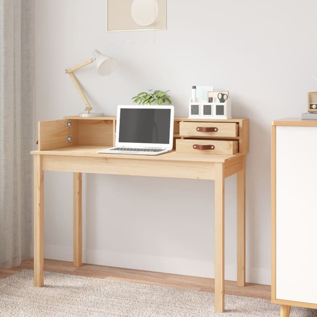 vidaXL Bureau 110x50x93 cm massief grenenhout afbeelding