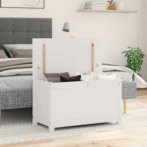 Škatla za shranjevanje bela 80x40x45,5 cm trdna borovina