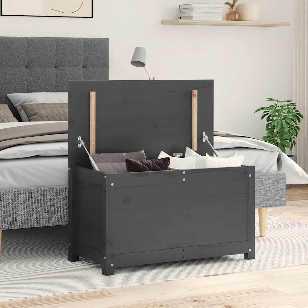 vidaXL Truhe Grau 80x40x45,5 cm Massivholz Kiefer
