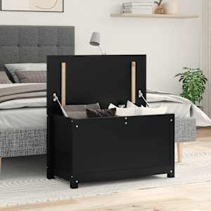 Úložný box černý 80x40x45,5 cm masivní borové dřevo - obrázek 1