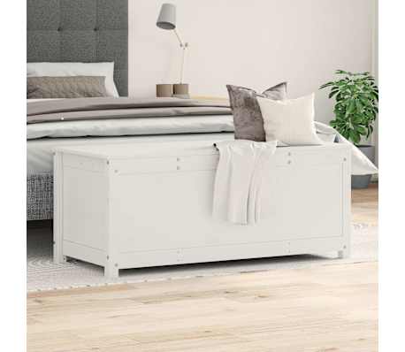 vidaXL Storage Box White 110x50x45.5 cm Solid Wood Pine