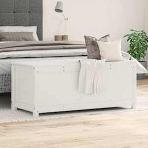Úložný box bílá 110 x 50 x 45,5 cm masivní borové dřevo - obrázek 3