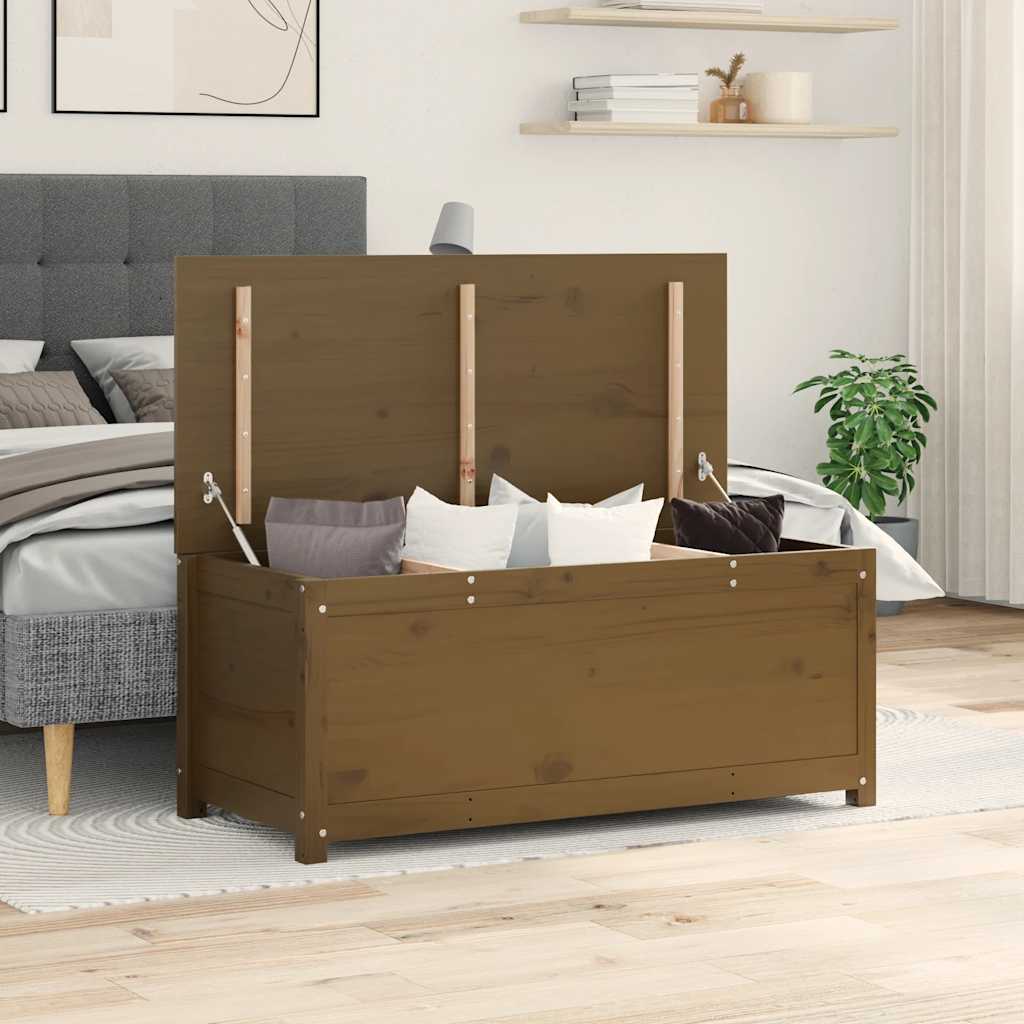 vidaXL Cutie de depozitare, maro miere, 110x50x45,5 cm, lemn masiv pin