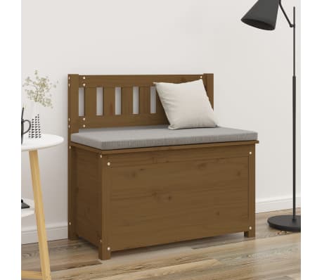 vidaXL Пейка, меденокафява, 80x41x77 см, борово дърво масив