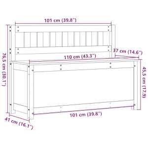 Lavice bílá 110 x 41 x 76,5 cm masivní borovice - obrázek 12