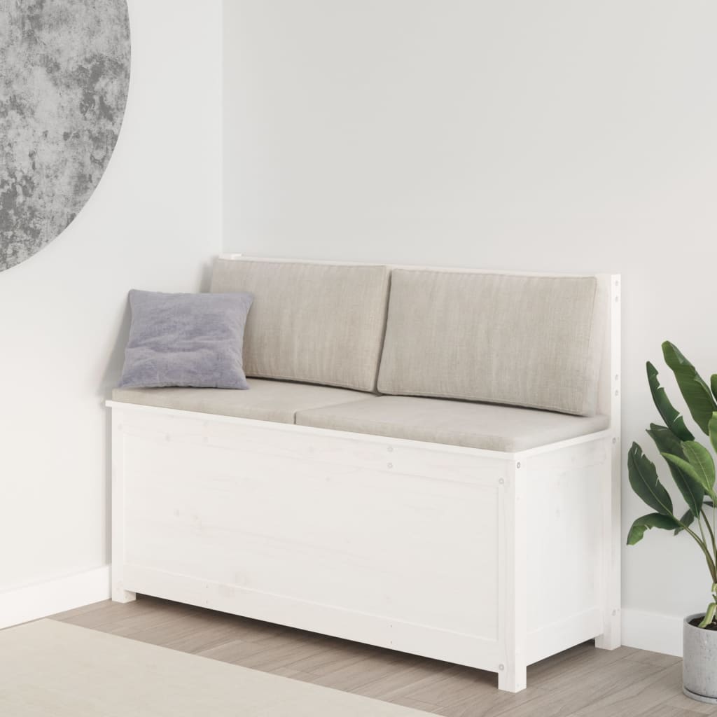 vidaXL bænk 110x41x76,5 cm massivt fyrretræ hvid