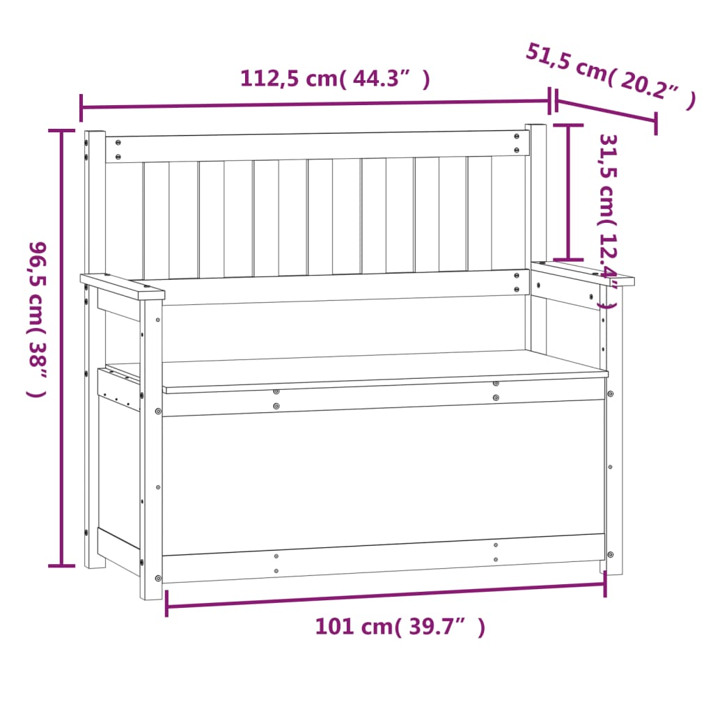 Ławka 112,5x51,5x96,5cm lite drewno sosna skrzynia ławka duży wybór vidaXL - Zdjęcie 32 z 50