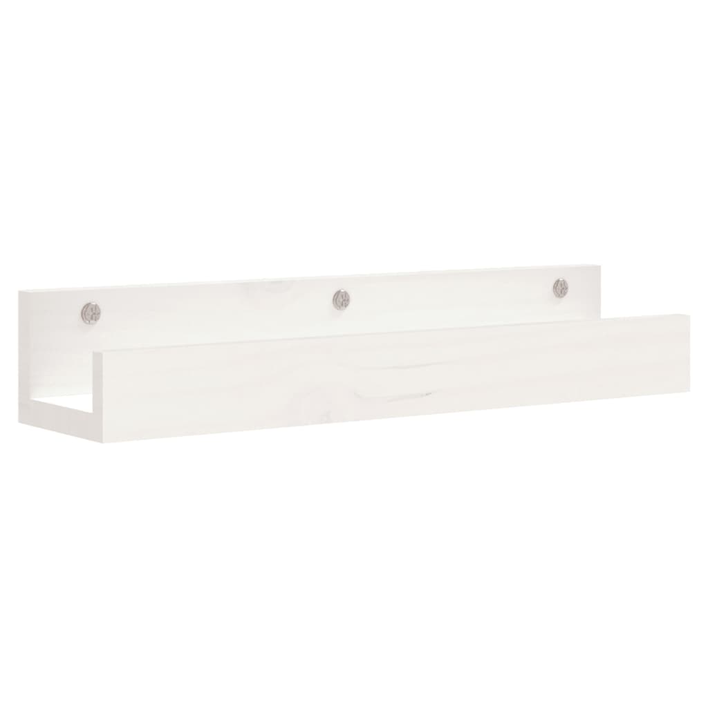 vidaXL Estantes de pared 2 uds madera maciza de pino blanco 50x12x9 cm