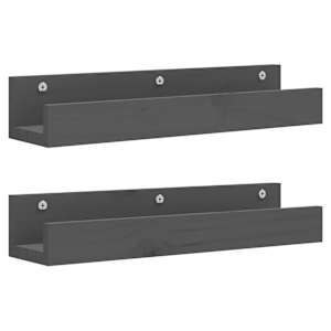 Nástěnné police 2 ks šedé 50 x 12 x 9 cm masivní borové dřevo - obrázek 2
