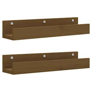 Nástěnné police 2 ks medově hnědé 50x12x9 cm masivní borovice - obrázek 2