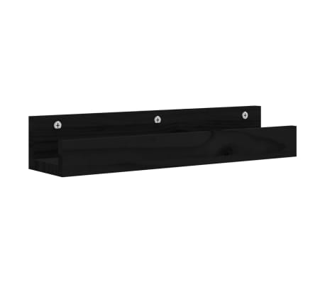 vidaXL Prateleiras de parede 2 pcs 50x12x9 cm pinho maci&ccedil;o preto