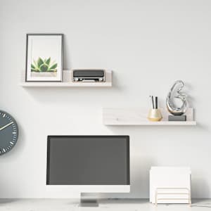 Stenske police 2 kosa bela 50x11x9 cm trdna borovina