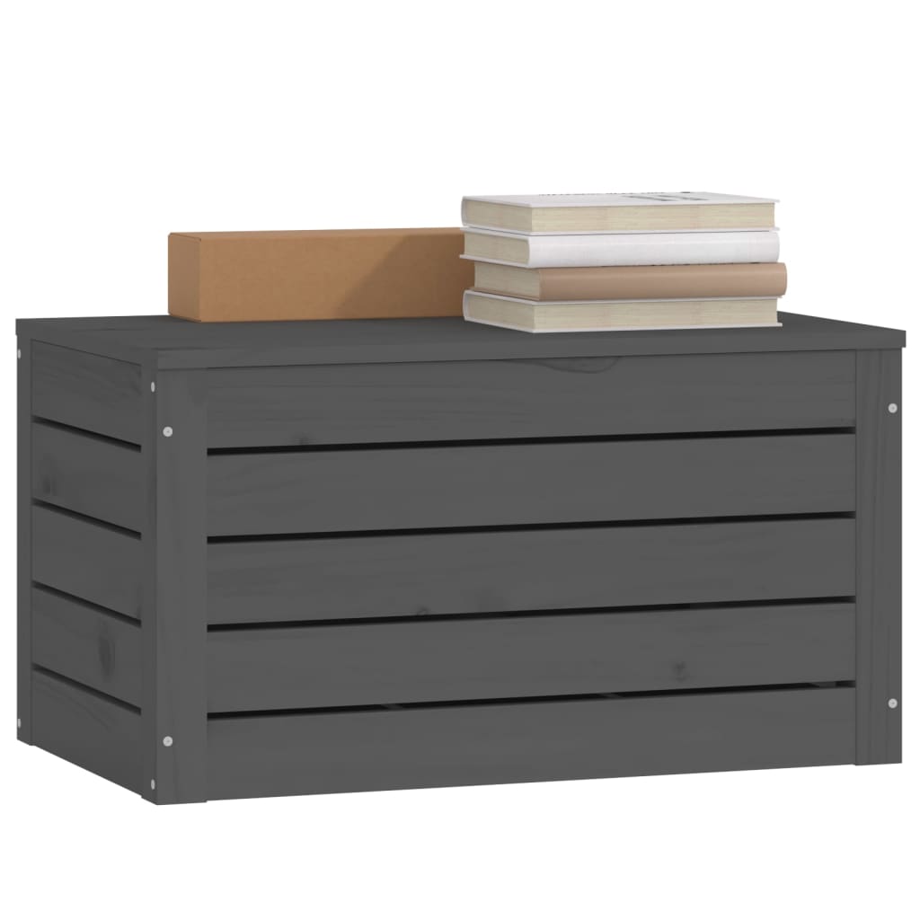 Úložný box šedý 59,5 x 36,5 x 33 cm masivní borové dřevo