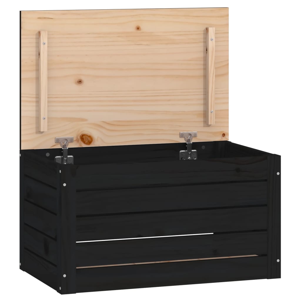 Boîte De Rangement Noir 59,5x36,5x33 Cm Bois Massif De Pin VidaXL 13 width=274