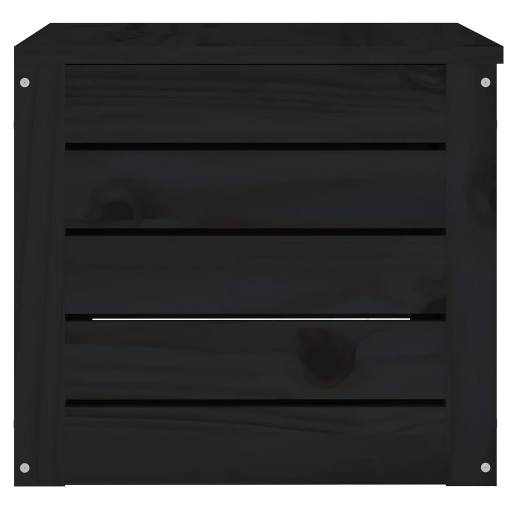 Úložný box černý 59,5x36,5x33 cm masivní borové dřevo